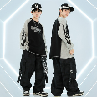 少儿嘻哈hiphop童装 女童潮牌儿童街舞潮服男童演出表演服酷帅套装