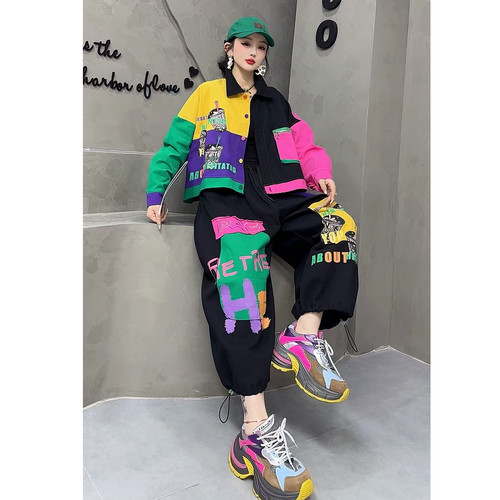 春季撞色拼接宽松潮牌短外套女