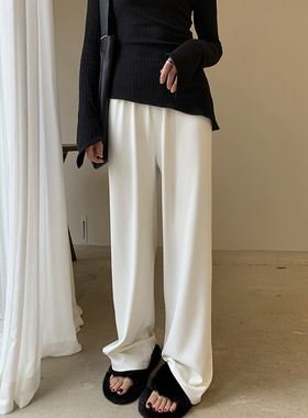 ebenb 白色阔腿裤女2024年新款夏薄直筒西装裤垂感拖地裤子女春秋