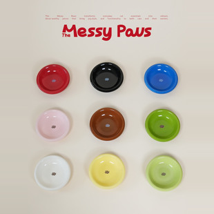 克拉のMessyPaws溜溜碗手工陶瓷碗猫碗宠物碗马卡龙色ins风易清洗