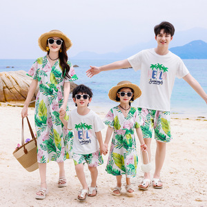 亲子装夏季海边度假亲子套装新款