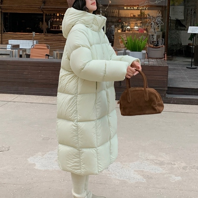 张贝贝超轻无胆90白鸭绒长款过膝