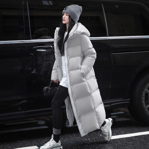 杜邦三防白鸭绒羽绒服女中长款