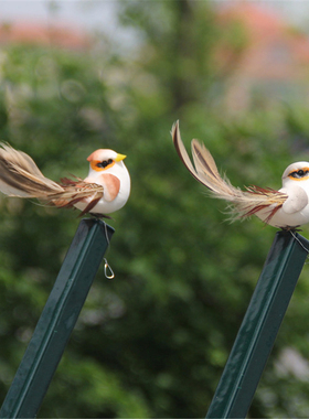 仿真羽毛小鸟摆件泡沫假鸟绿植捆绑田园林装饰工艺品幼儿园模型鸟