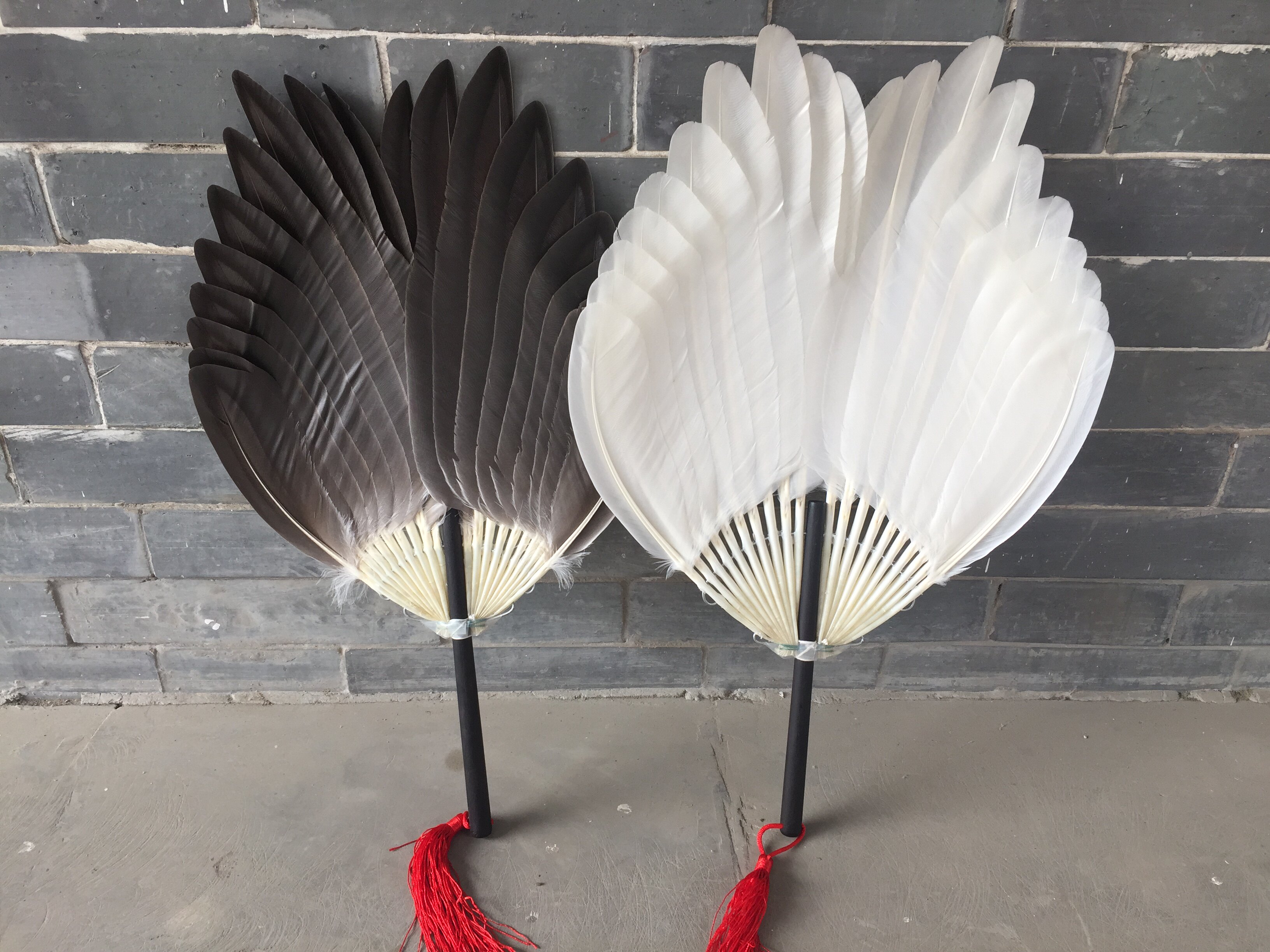 非遗高淳特产羽毛扇子乌木柄孕产妇诸葛孔明高档夏季手工