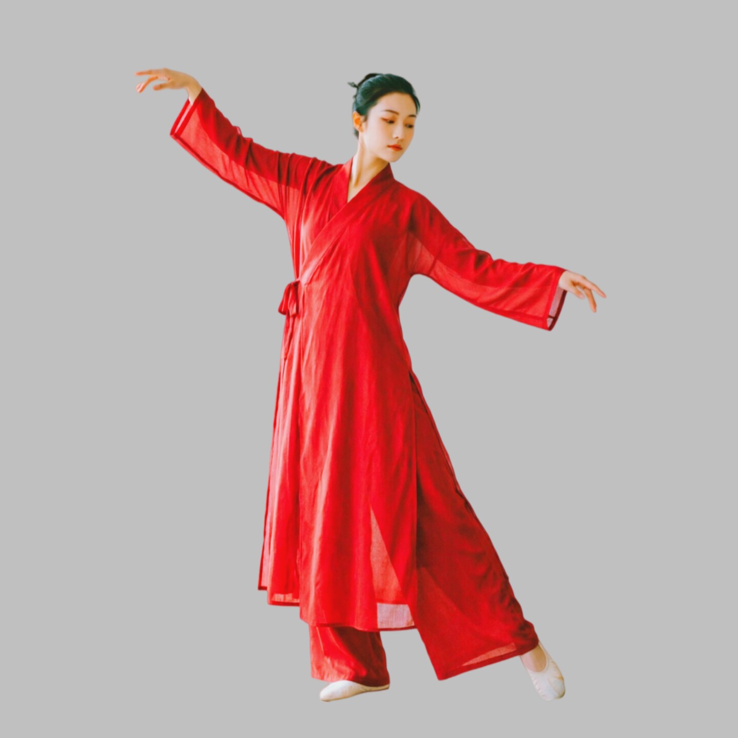古典身韵练功服舞台舞蹈表演出服有袖渐变男款艺考试套装太极剑舞