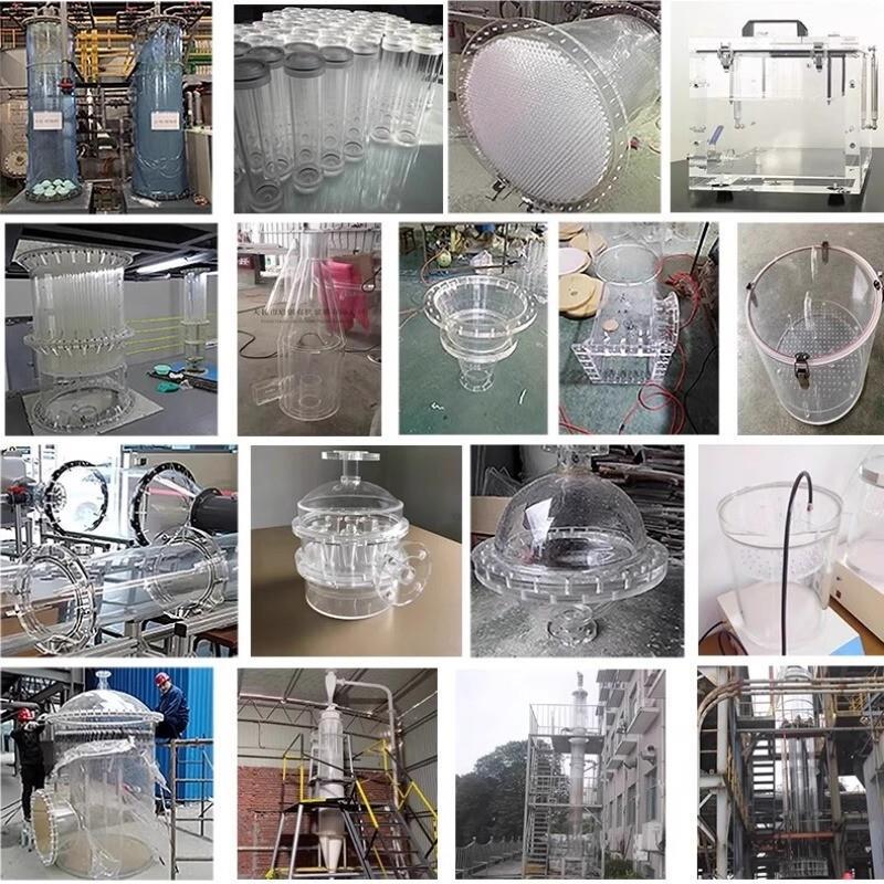 透明亚克力管法兰开孔有机玻璃圆柱实验设备防尘罩螺纹制品加工