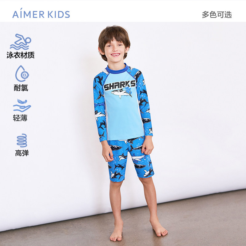 aimer kids爱慕儿童防晒耐氯五分泳裤男孩海边度假游泳五分泳裤