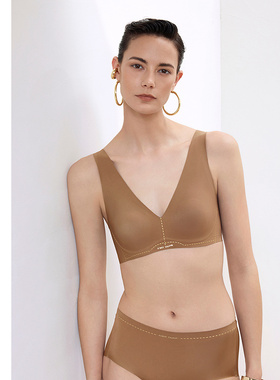 爱慕·CHUANG溯源5内衣女V领软钢圈薄杯宽肩带背心式文胸CA131991