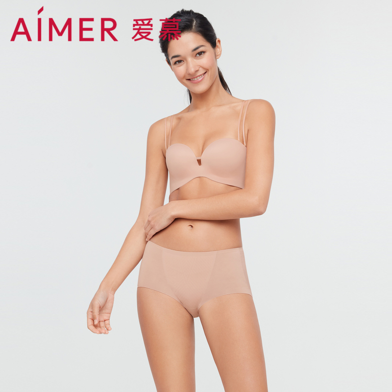 爱慕内裤女士高弹贴身轻薄款纯棉裆一片式包臀中腰平角裤AM237271