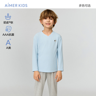 爱慕儿童奶皮贴贴秋冬3A抗菌A类熊猫男孩套头长袖睡衣/家居长裤