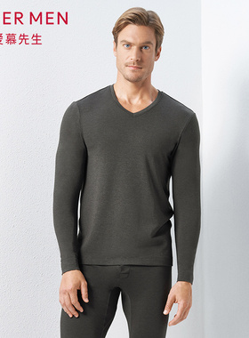 爱慕先生男士羊毛暖尚系列单层中厚保暖长裤NS73C941上衣NS72C941