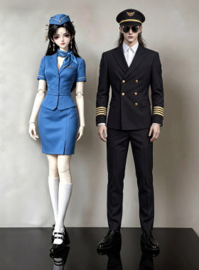 BJD男女娃娃衣空姐空少机长制服62隐藏体70体4/6分75叔男体空乘服