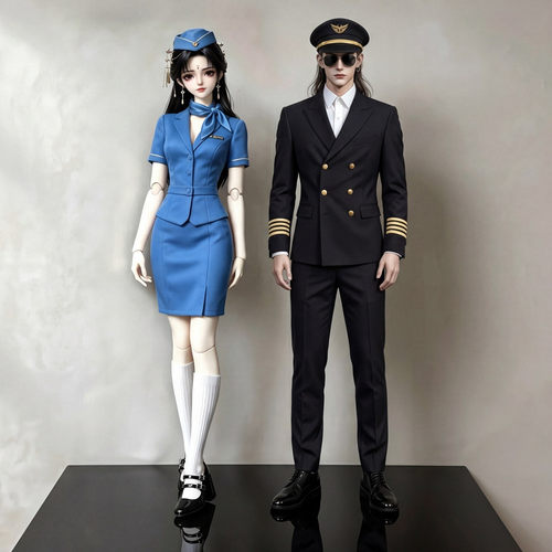 BJD男女娃娃衣空姐空少机长制服62隐藏体70体4/6分75叔男体空乘服