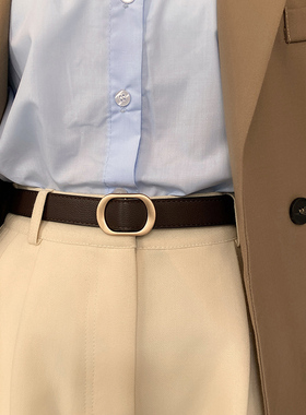 无孔皮带女士 夏新款免打孔黑色学生百搭韩版ins风装饰细裤腰带潮