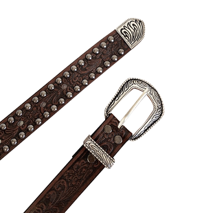 西部复古风铆钉腰带女款做旧朋克牛仔裤带百搭小众个性雕花皮带潮