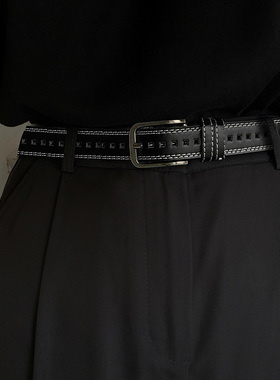 腰带女韩版小众装饰设计感黑色学生免打孔配牛仔裤百搭ins风皮带