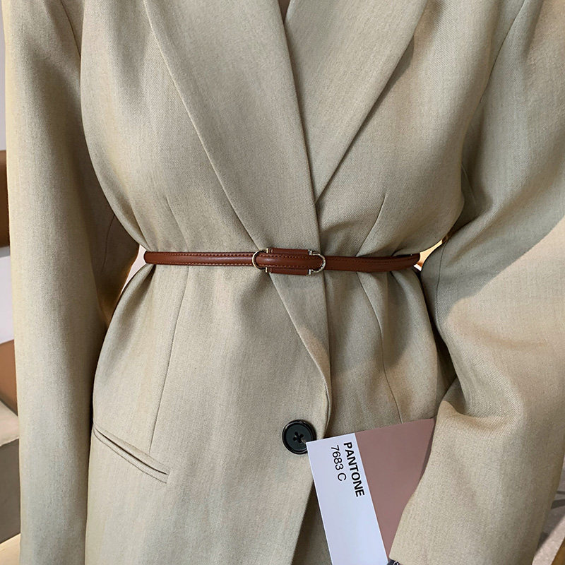 无孔腰带女ins风 新款简约装饰西装收腰细腰封免打孔百搭时尚皮带