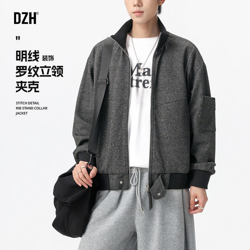 立领夹克短款外套老钱风男装上衣