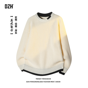 冬季 男士 男款 打底宽松软糯慵懒风针织衫 假两件毛衣可外穿内搭新款