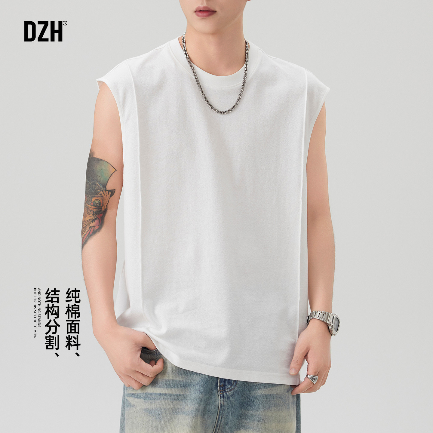 男士运动白色背心男款无袖t恤男夏季2026新款纯棉汗衫老头衫内搭