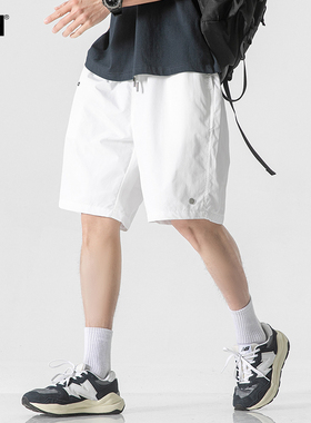 男士白色运动短裤男潮牌美式冰丝速干裤2026新款半截裤夏季五分裤