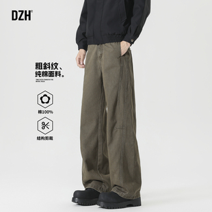 男士纯棉工装裤男直筒宽松2026新款休闲军绿裤子秋冬潮流百搭长裤