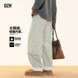 男士冬季加厚灰裤子男2025新款休闲裤直筒长裤保暖抓绒裤冬装男裤