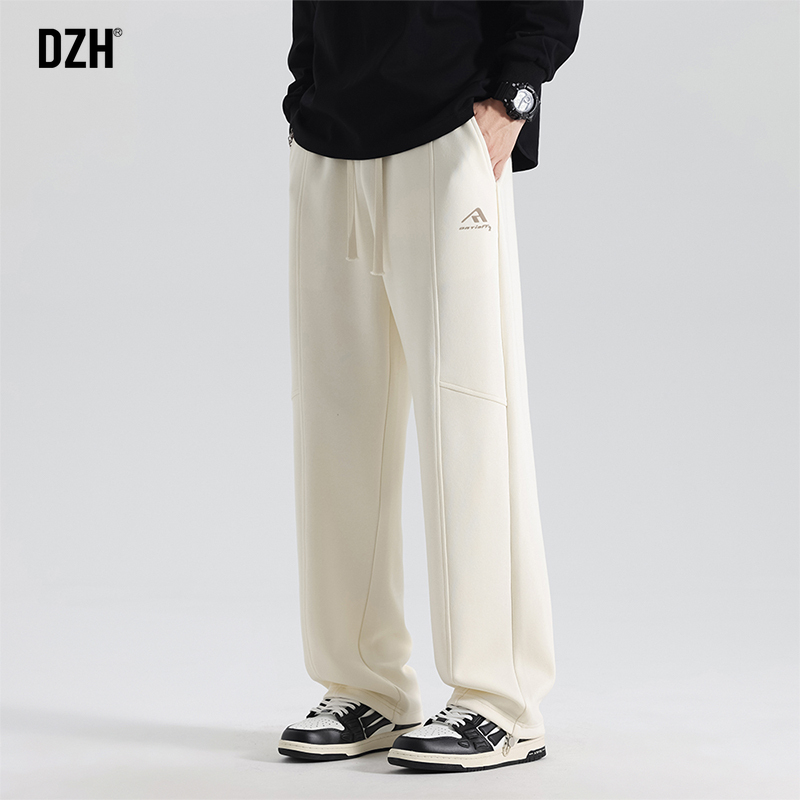 男士春秋白色卫裤男直筒宽松2025新款休闲运动裤长裤美式裤子男款
