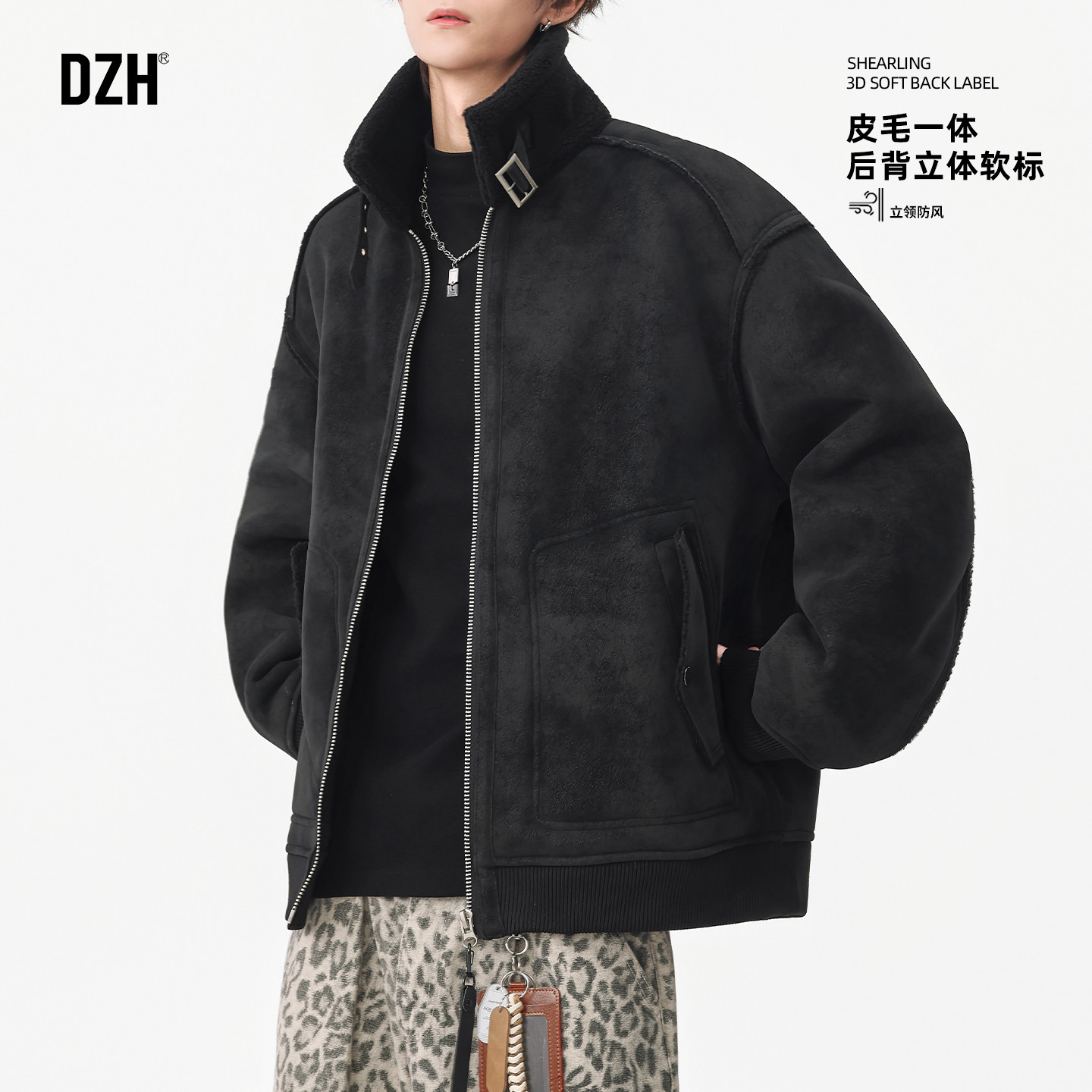 厚款冬季皮毛一体羊羔毛棉服