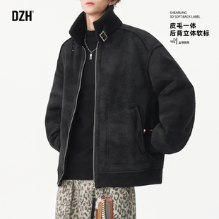 男士皮毛一体外套羊羔绒皮衣加绒男装2025新款冬季男生棉服夹克男