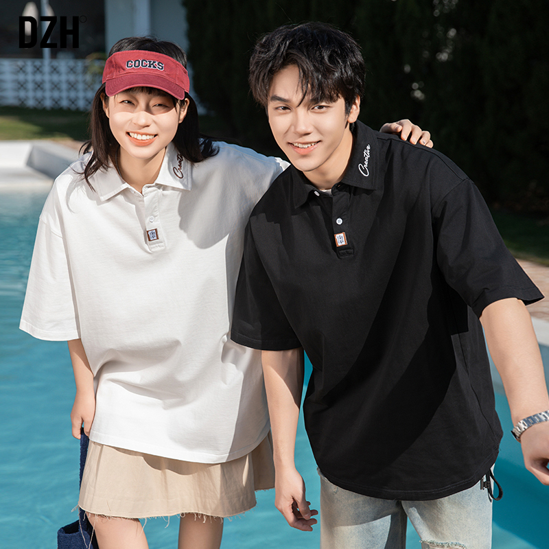 青少年刺绣polo衫男短袖男款美式翻领t恤夏季情侣装休闲上衣半袖