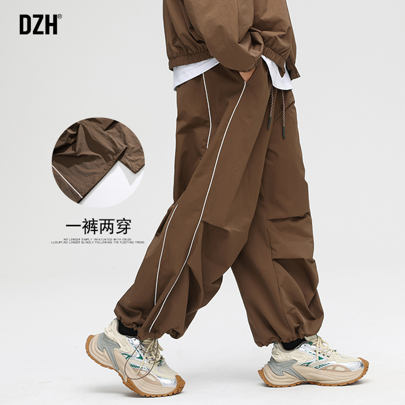 男士伞兵裤男秋季速干裤男款灯笼裤抽绳束脚裤痞帅阔腿裤宽松裤子