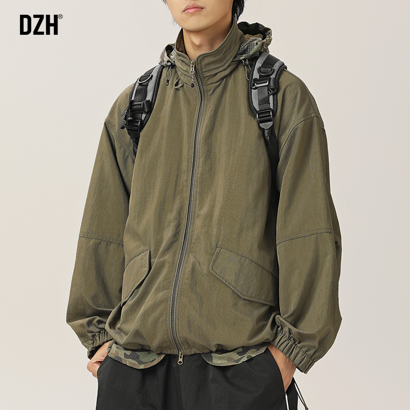 连帽领秋季宽松版型多色夹克外套