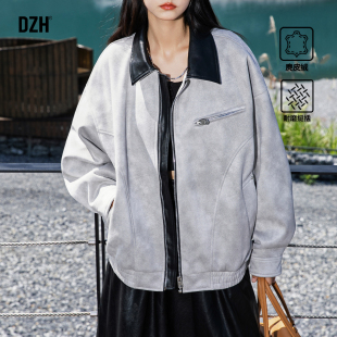 pu皮领 休闲夹克oversize痞帅情侣外套2025新款 男士 早秋高级感美式