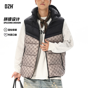 男士美式复古保暖棉马甲男款冬痞帅风2025新款立领连帽棉服厚外套