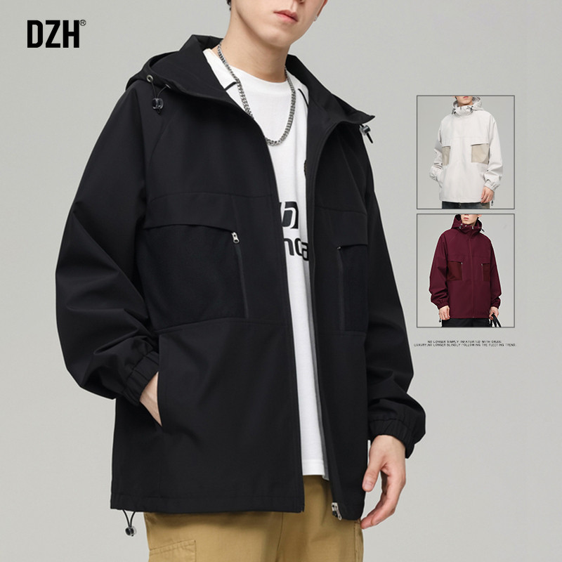 男士冲锋衣男款2025新款美式夹克休闲工装外套男高级感痞帅登山服