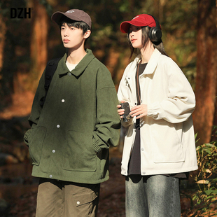 青少年春秋灯芯绒外套男潮高级感2025新款情侣装秋装休闲运动夹克