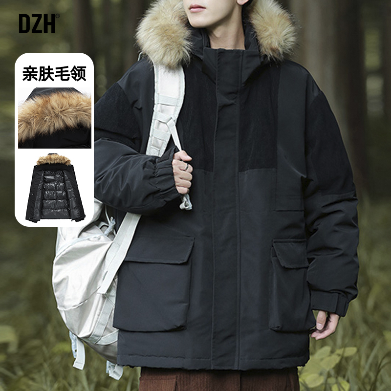 毛领连帽棉服工装棉衣外套
