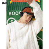 宽松打底衫 加厚新款 内搭长袖 针织衫 男士 秋冬款 圆领白色毛衣男冬季