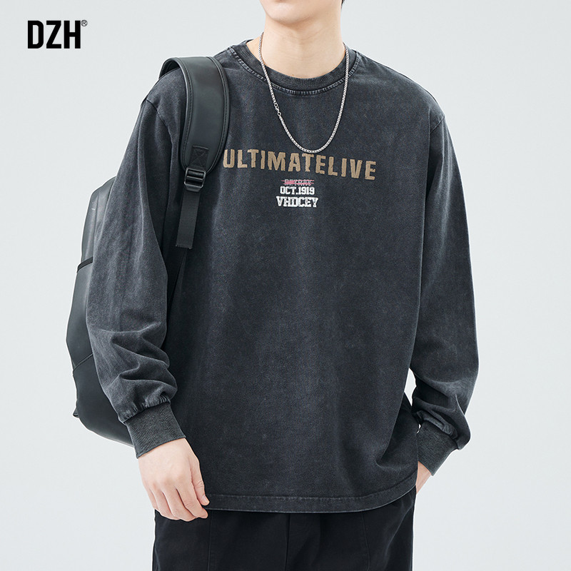 男士美式长袖t恤男重磅纯棉衣服春秋打底衫水洗复古卫衣宽松上衣,男装,T恤,淘宝优惠券,粉丝福利购,淘宝优惠卷