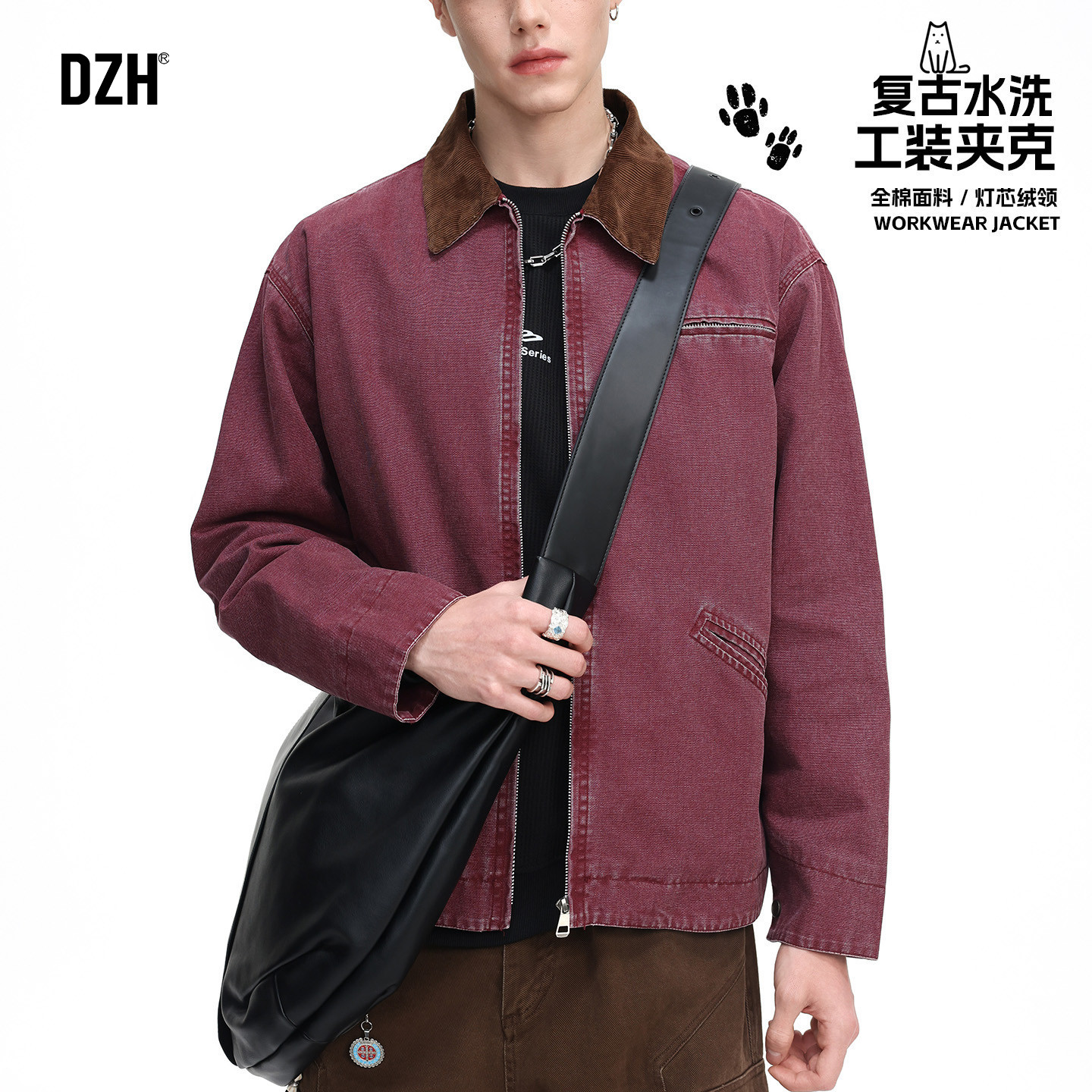 翻领休闲服全棉水洗工艺夹克图片