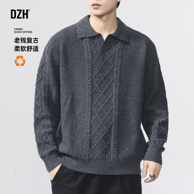 翻领老钱风复古毛衣针织衫