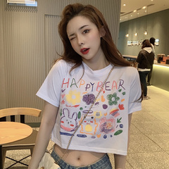 實拍短袖t恤女網紅ins短款露臍高腰上衣服