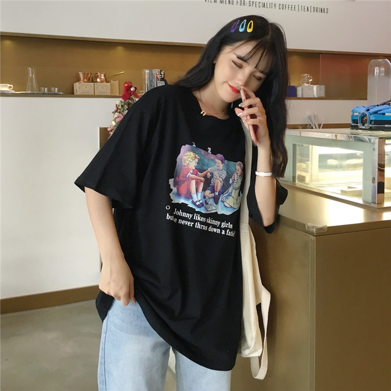 Real shooting summer lovers' short sleeve T-shirt women's loose Korean version