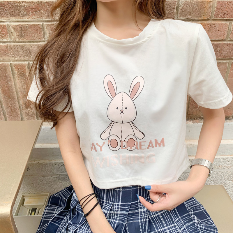 實拍短袖t恤女港味超火ins短款上衣服潮