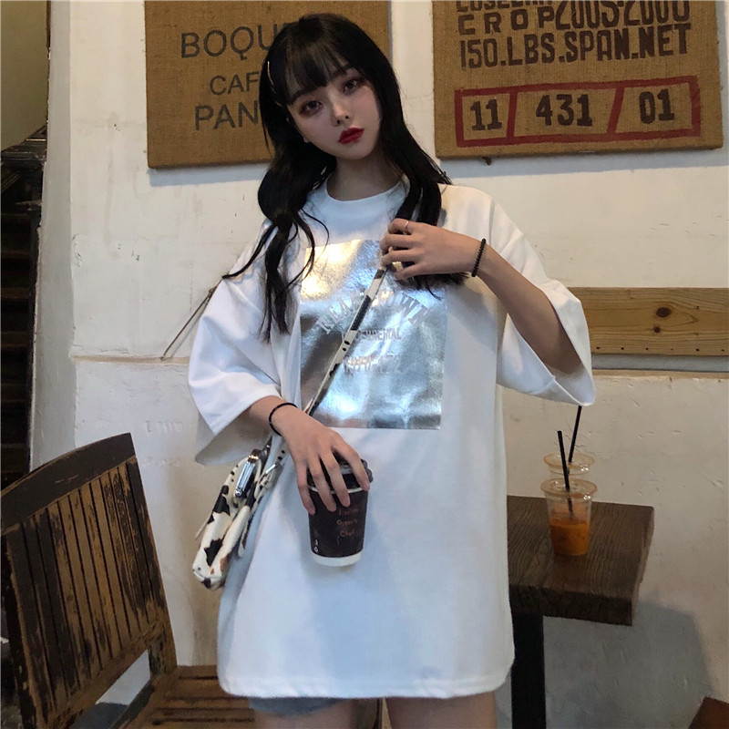 Real shooting summer lovers' short sleeve T-shirt women's loose Korean version