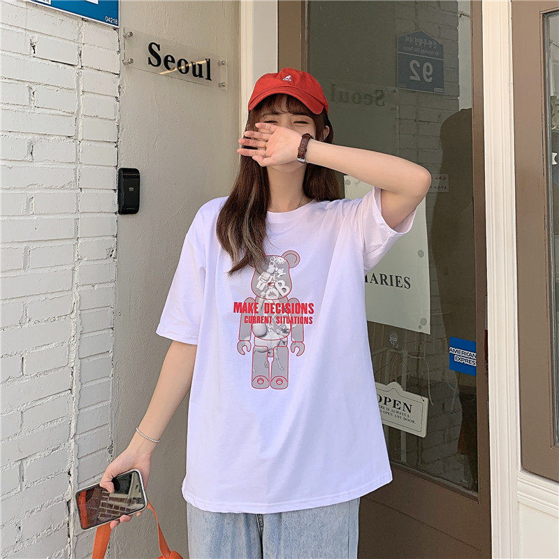 Real shooting summer lovers' short sleeve T-shirt women's loose Korean version