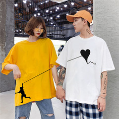 Real shooting cotton summer new lovers 5-point short sleeve t-shirt men's loose large Korean fashion