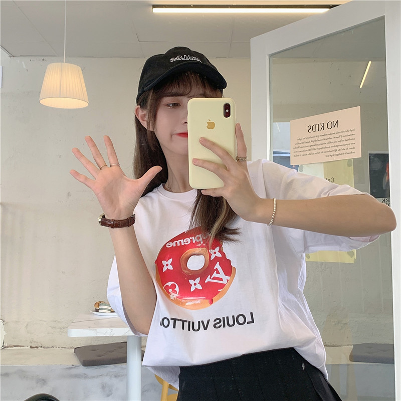 Real shooting summer lovers' short sleeve T-shirt women's loose Korean version